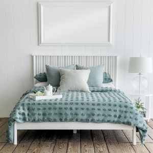 IBIZA QUEEN BED PILLAR WHITE