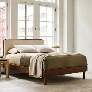 Miles Wood & Upholstered Bed